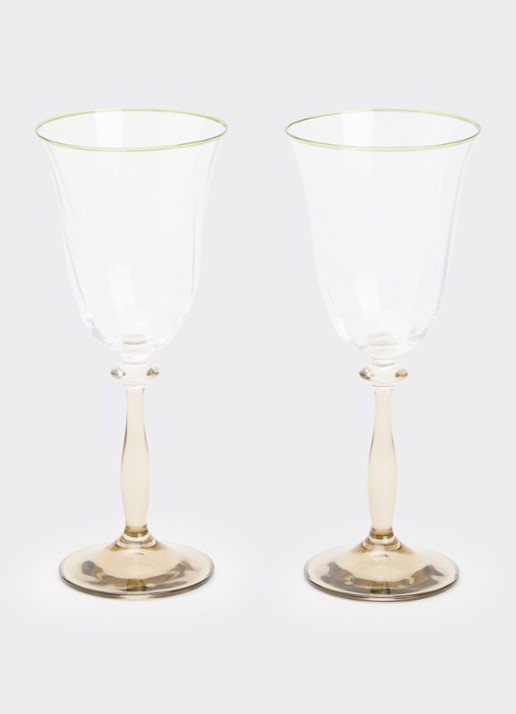 Anna + Nina Lily Optic wijnglas 25 cl set van 2 - voorkant 2 geel