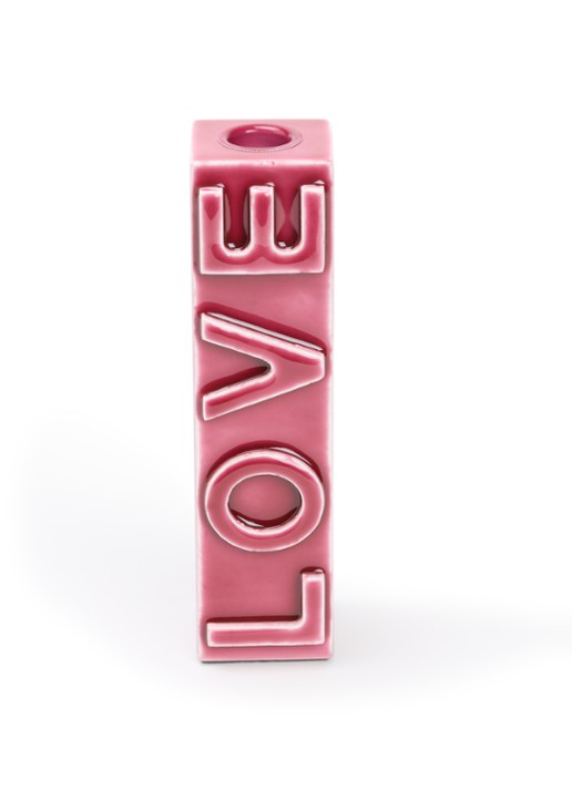 Anna + Nina Love Blossom kandelaar - voorkant roze