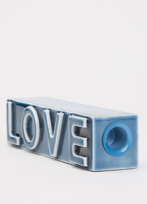Anna + Nina Love Mist kandelaar - voorkant 2 blauw