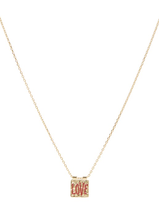 Anna + Nina Love Note ketting verguld - voorkant goud