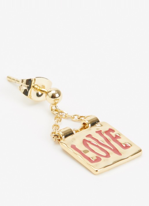 Anna + Nina Love Note oorsteker met hanger - detail 2 goud
