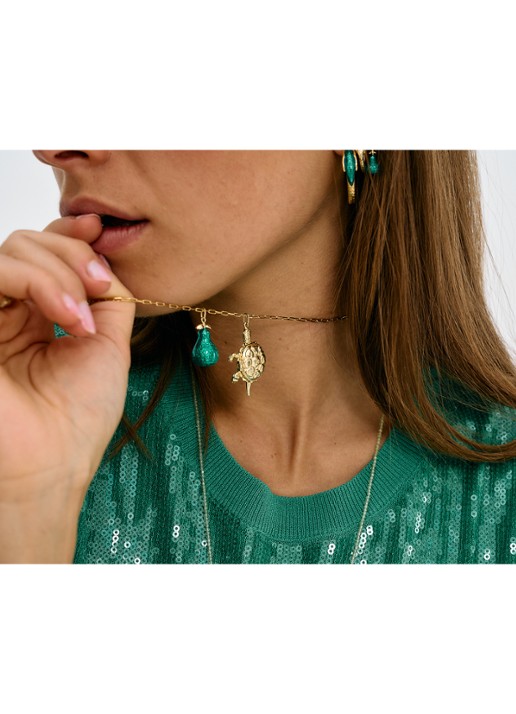 Anna + Nina Lush Pear hanger verguld - voorkant 6 goud