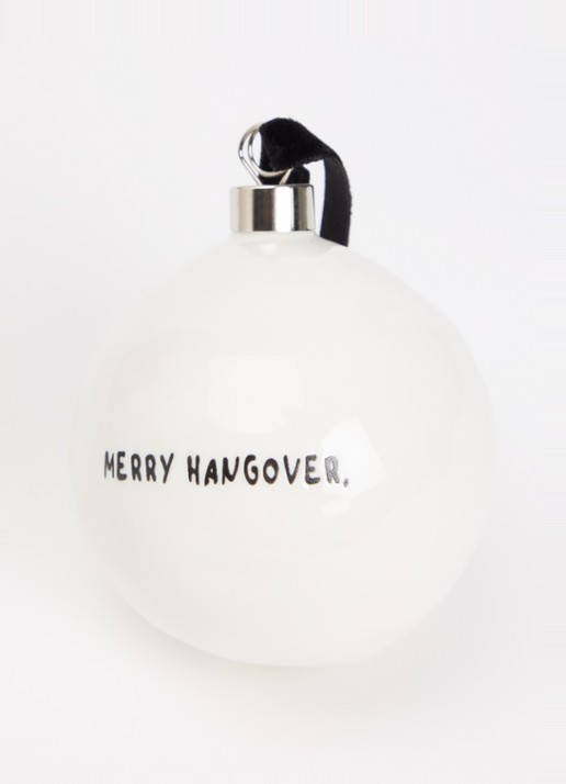 Anna + Nina Merry Hangover kerstbal 10 cm - voorkant 2 wit
