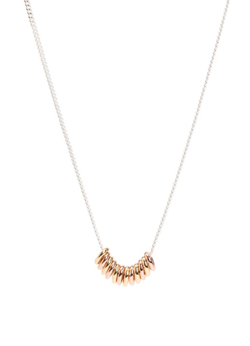 Anna + Nina Mix It Up ketting met hanger - voorkant zilver