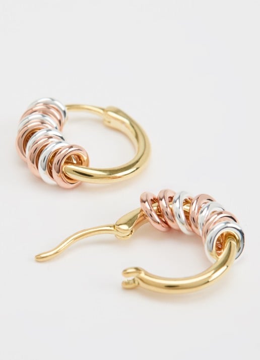 Anna + Nina Mix It Up oorringen met hanger - detail 2 goud