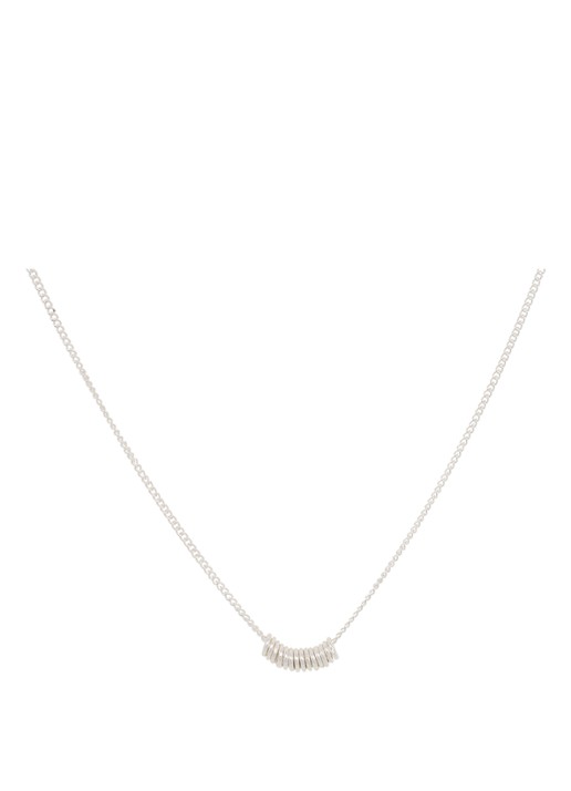 Anna + Nina Multi Ring fijne ketting van zilver - voorkant 2 zilver