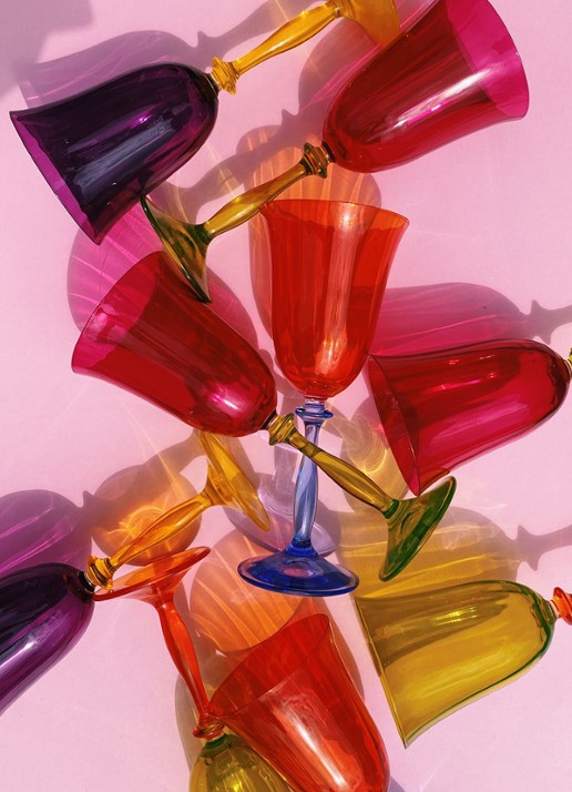 Anna + Nina Paradise witte wijnglas 20 cl - voorkant 3 multicolor