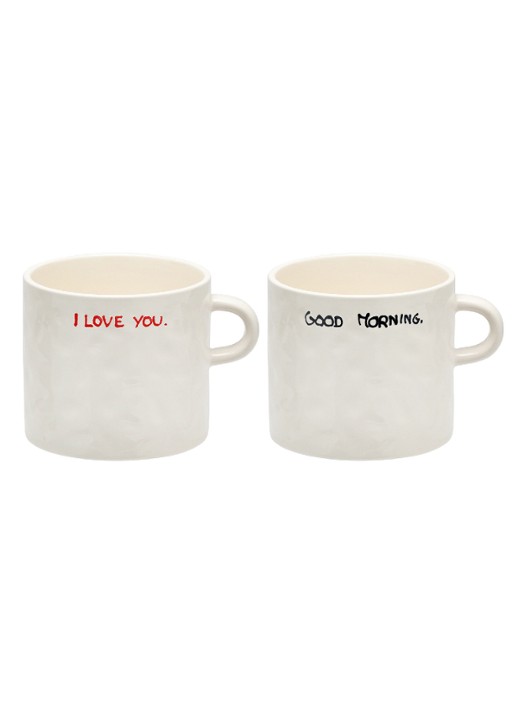 Anna + Nina Perfect Morning mok 50 cl set van 2 - detail gebroken wit