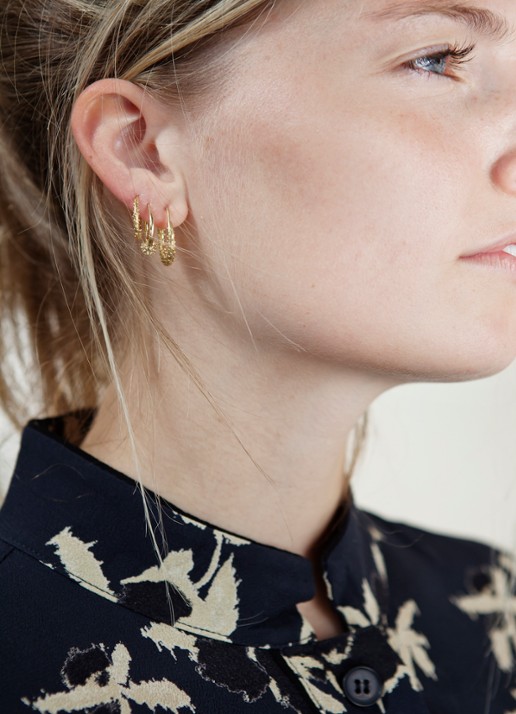Anna + Nina Puffer Fish Oorringen verguld - detail 3 goud