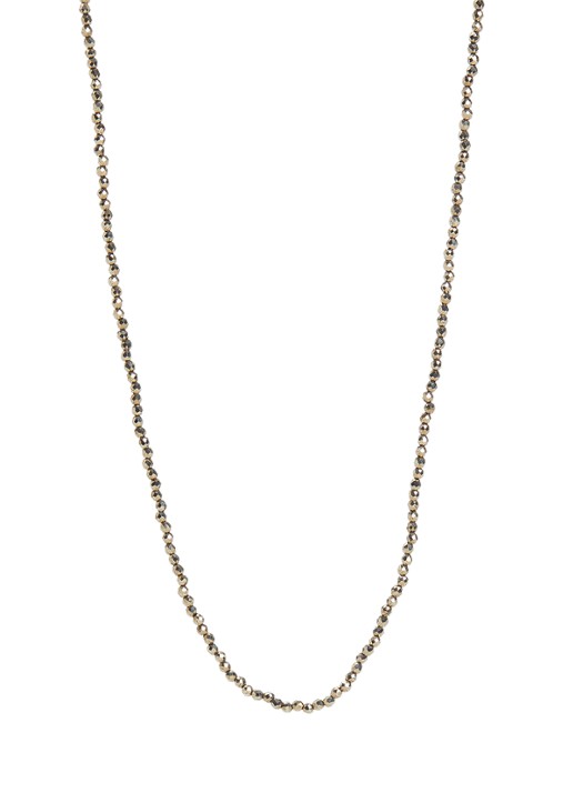 Anna + Nina Pyrite Gemstone ketting verguld - voorkant 3 goud