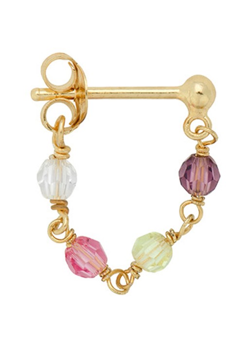 Anna + Nina Single Confetti Chain oorring verguld - voorkant goud