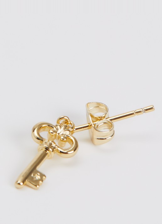 Anna + Nina Single Key of Secret oorknopje verguld - detail 2 goud
