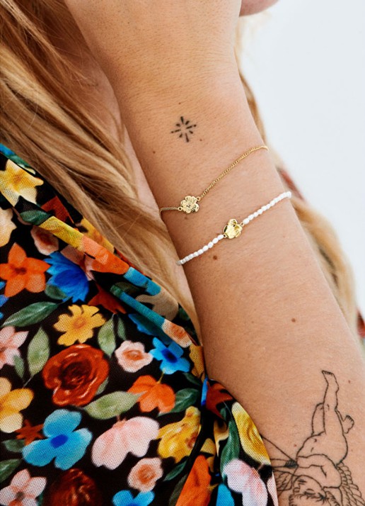 Anna + Nina Soul Flower armband verguld - voorkant 2 goud
