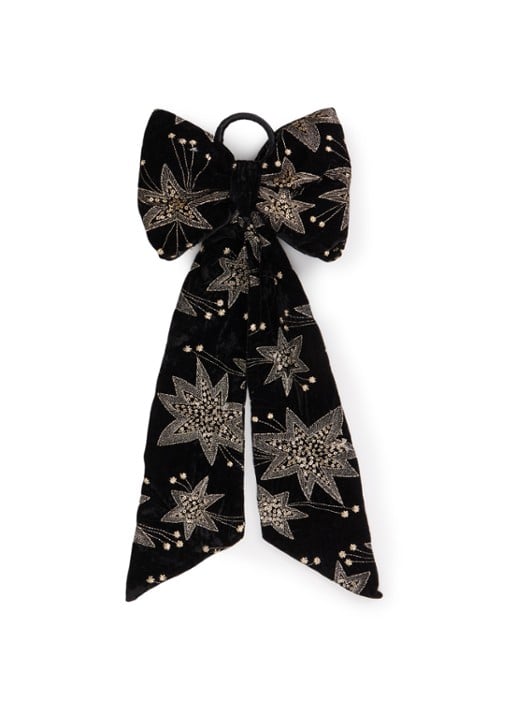 Anna + Nina Starry Eve Small strik kersthanger 48 cm - voorkant zwart
