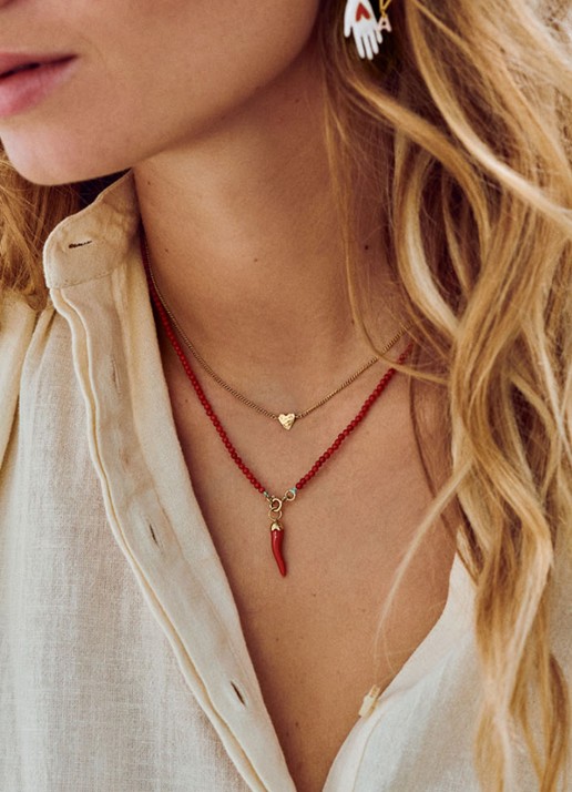 Anna + Nina Te Quiero ketting verguld - voorkant 2 goud