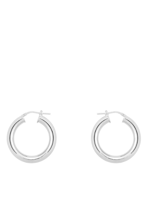 Anna + Nina Thick Plain L oorringen van zilver - detail 3 zilver
