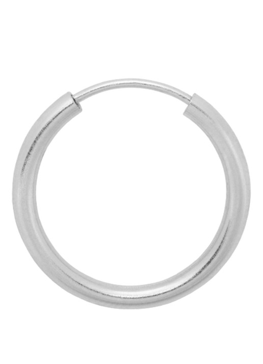 Anna + Nina Thick Plain Large enkele oorring van zilver - voorkant zilver
