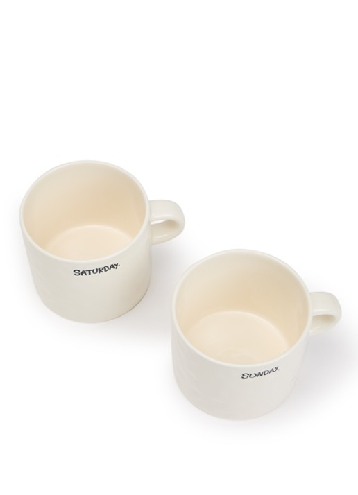 Anna + Nina Weekend mok 50 cl set van 2 - voorkant wit