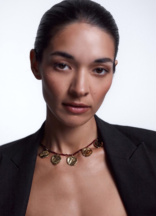 ANNI LU Dream catcher kralenketting verguld - voorkant 2 bruin