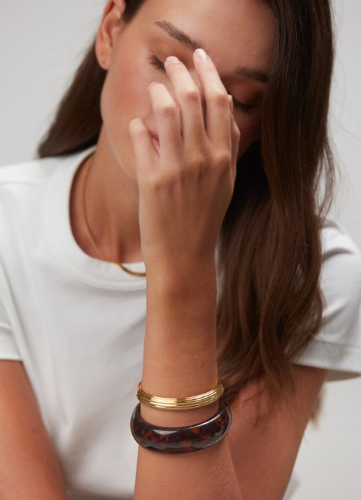 ANNI LU Golden Deco bangle verguld - voorkant 2 goud