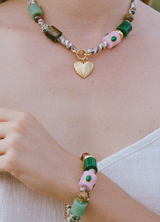 ANNI LU Heartland armband verguld - voorkant 3 groen