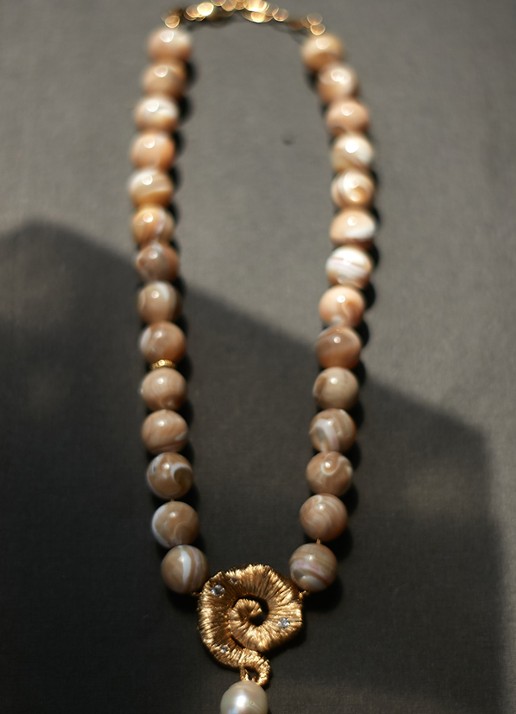 ANNI LU Jetset Gems ketting verguld - detail 4 beige