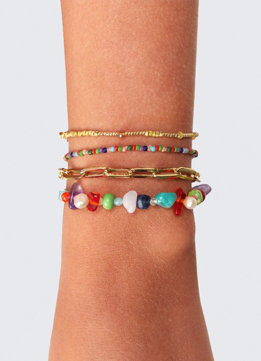 ANNI LU Tutti Journey armband verguld - voorkant 3 multicolor