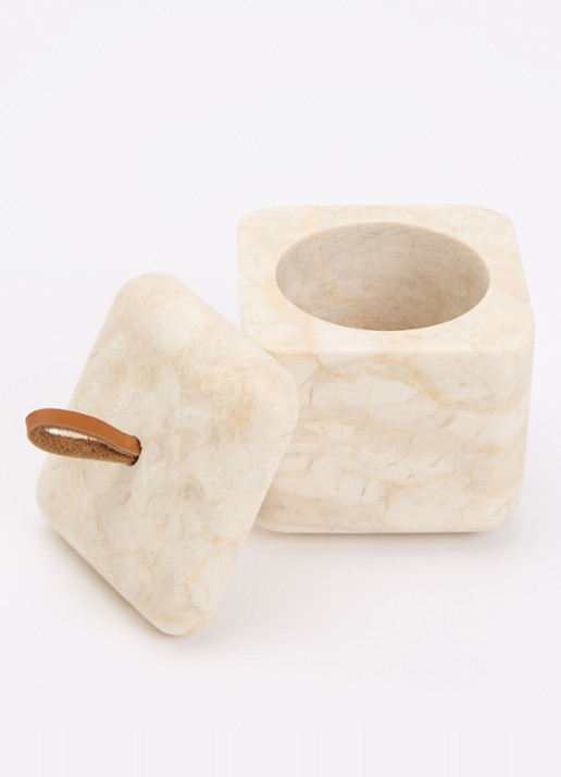 Aquanova Blake opbergpot voor wattenschijfjes 10 cm - voorkant 2 beige