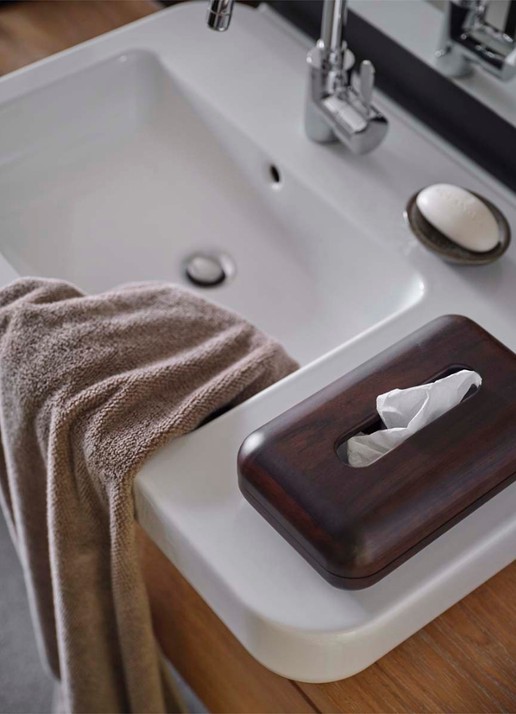 Aquanova Ebony tissuebox - voorkant 2 lichtbruin