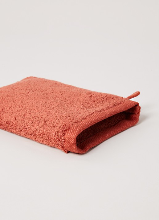 Aquanova London washand 16 x 22 cm - detail oranjerood