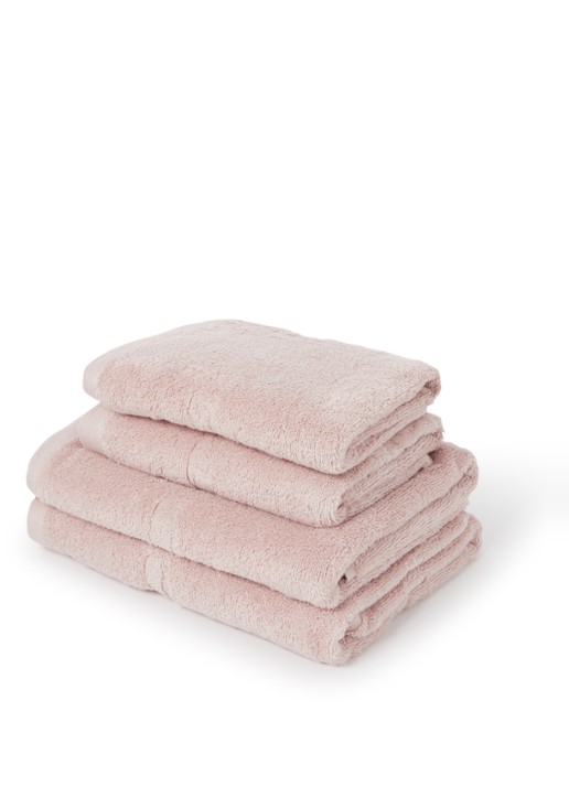 Aquanova Rio handdoek set van 4 - 500 gr/m2 - voorkant lichtroze