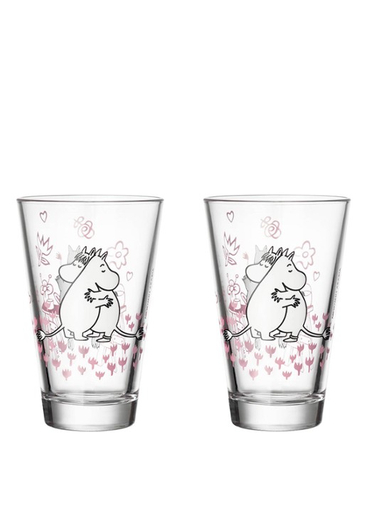 Arabia Moomin Love drinkglas 30 cl set van 2 - voorkant 4 transparant