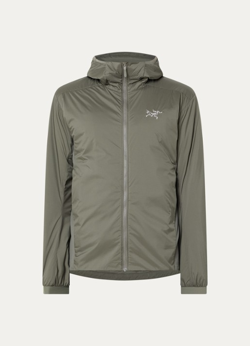 Arc'teryx Atom gewatteerd jack met capuchon en ritszakken - voorkant legergroen