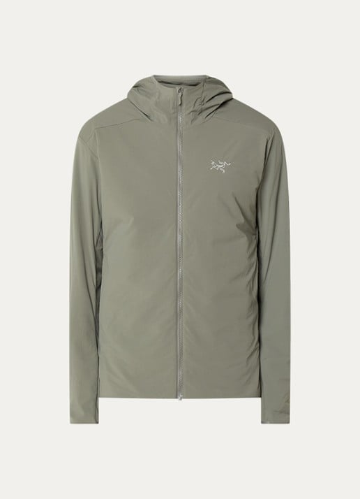 Arc'teryx Atom windjack met ritszakken en capuchon - voorkant 2 olijfgroen