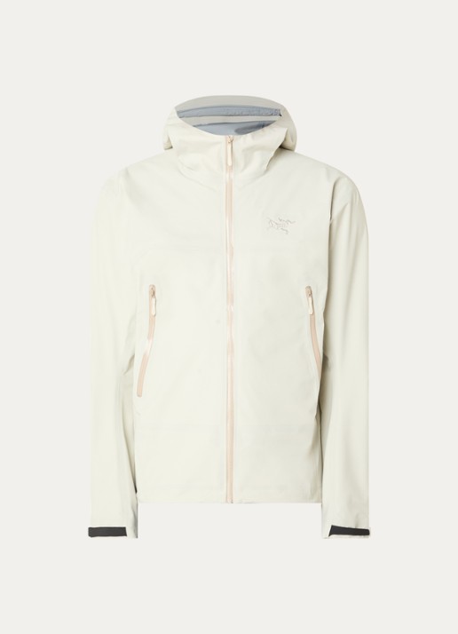 Arc'teryx Beta windjack met ritszakken en logo - voorkant 3 gebroken wit