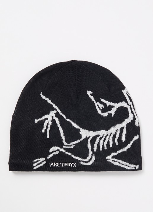 Arc'teryx Bird Head muts in wolblend met logo - voorkant antraciet
