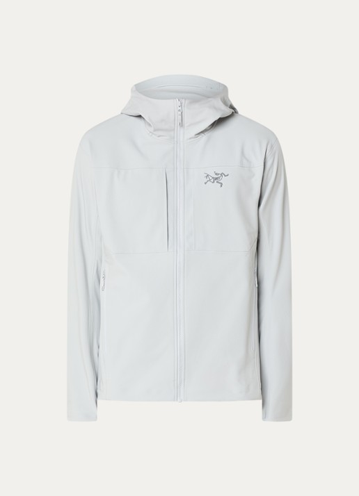 Arc'teryx Gamma MX softshell jack met ritszakken en logoborduring - voorkant lichtgrijs
