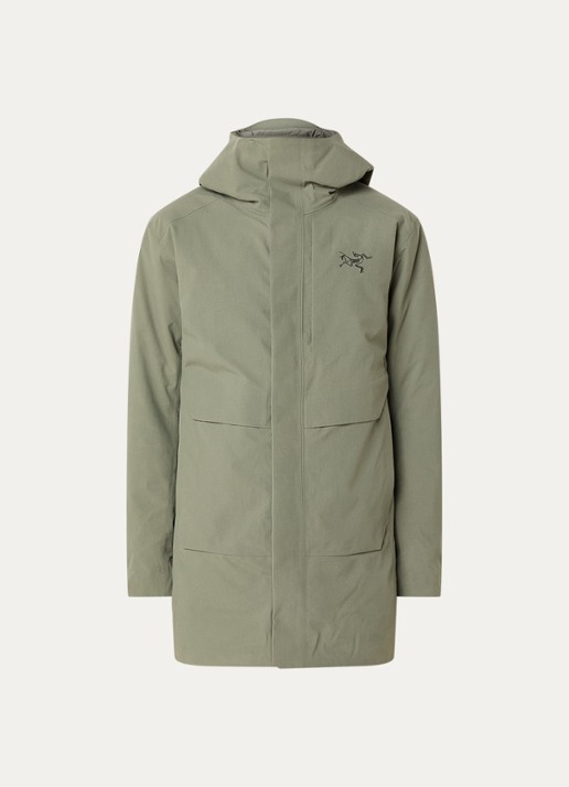 Arc'teryx Therme gewatteerde parka met donsvulling en waterafstotende coating - voorkant olijfgroen