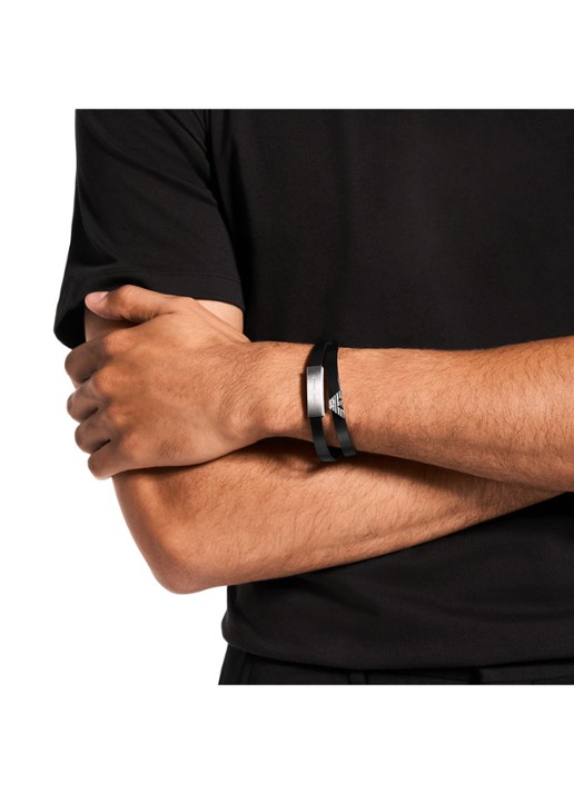 Armani Armband van leer EGS3311040 - detail 3 zilver