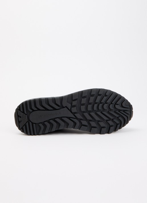 Armani ASV Nylon sneakers met leren details en logo  - detail 4 zwart