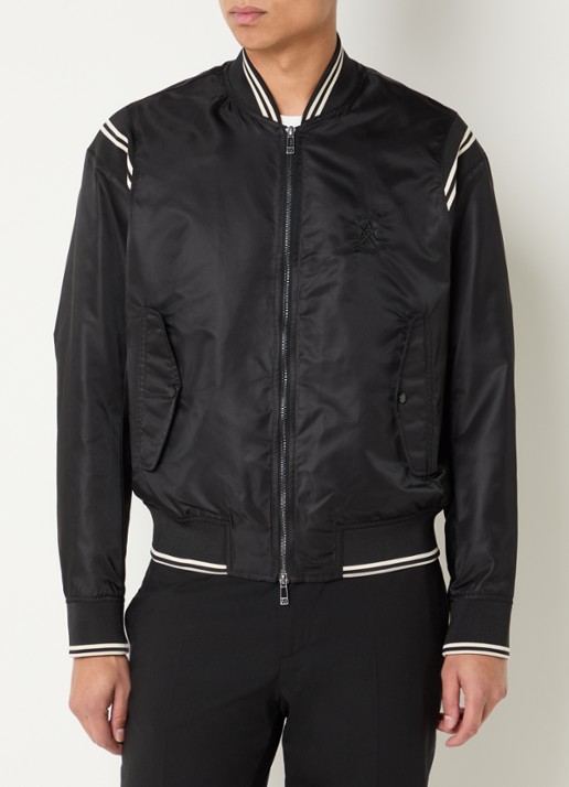 Armani Baseball jack met logo- en backprint - achterkant 2 zwart