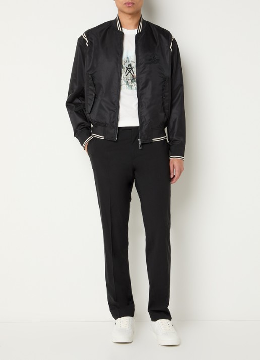 Armani Baseball jack met logo- en backprint - voorkant 4 zwart