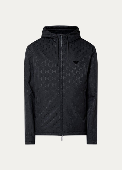 Armani Blouson jack met logoprint - voorkant 3 zwart