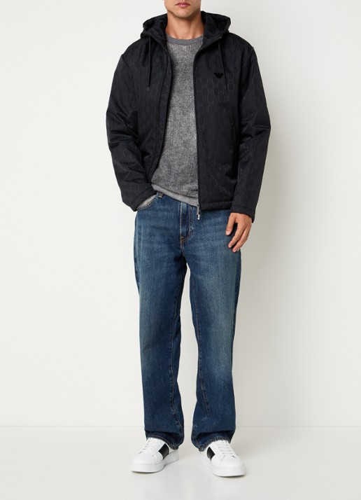 Armani Blouson jack met logoprint - voorkant 4 zwart