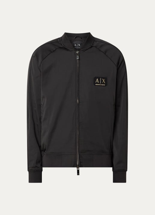 Armani Bomberjack met logo en ritszakken - voorkant zwart