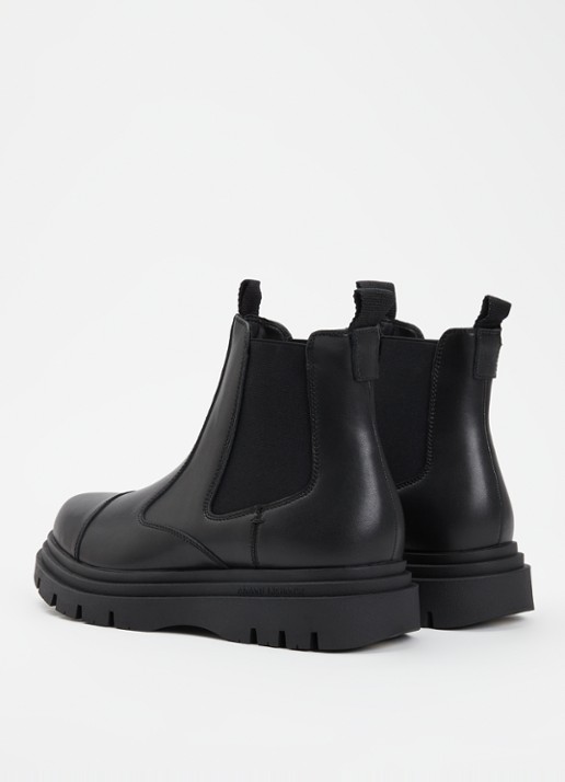 Armani Chelsea boot van leer - achterkant zwart