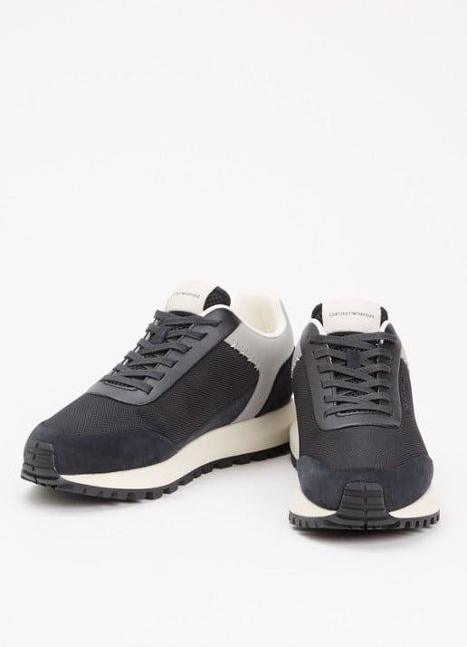 Armani Cordura sneaker met details van suède - detail 3 donkerblauw