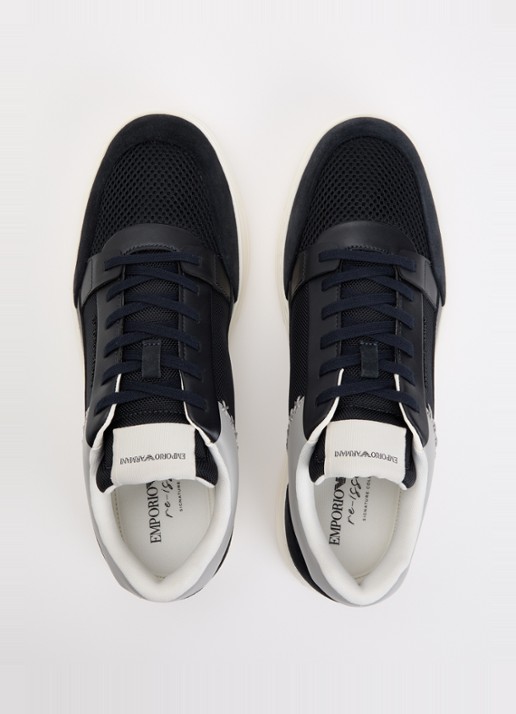 Armani Cordura sneaker met suéde details  - detail 2 zwart