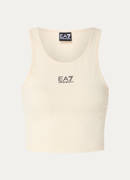 Armani Cropped tanktop met logo - voorkant 3 vanillegeel