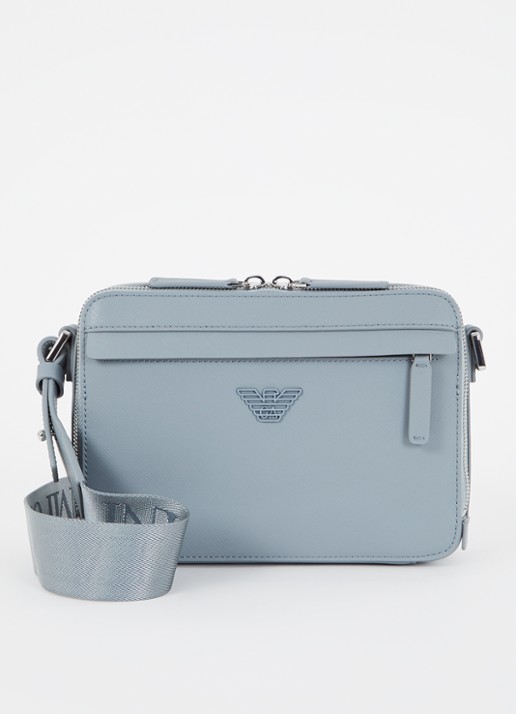 Armani Crossbodytas met afneembare schouderriem en logo - voorkant 2 blauwgrijs